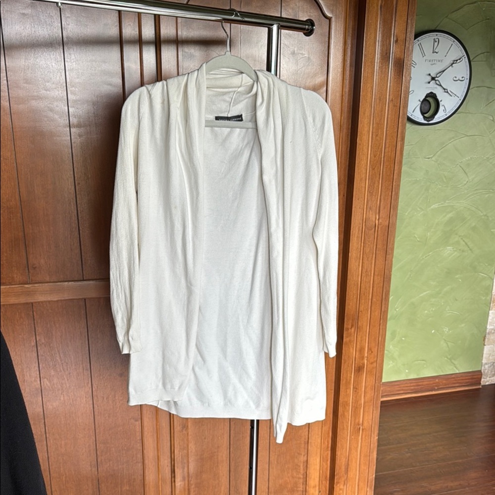 Women's Cream Open-Front Cardigan Sweater